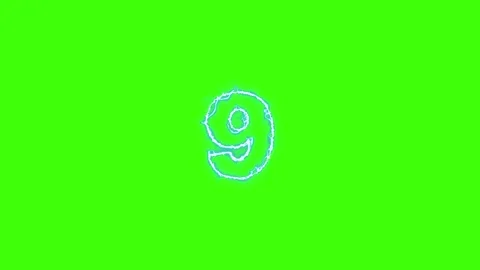 Electrical Lightning Of Number 9 On Green Background Stock Footage 179420033