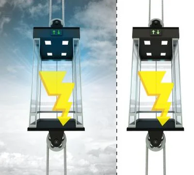 Electrical lightning in sky elevator concept also isolated one illustration Ilustración de archivo