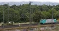 Electrical Locomotive Passing on Elevated Tracks Fright Transportation Dresden 4k or 4k+ Resolution