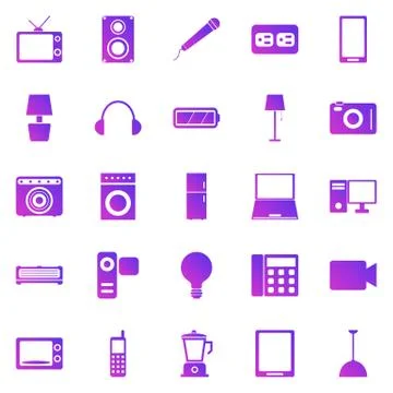 Electrical Machine gradient icons on white background Stock Illustration