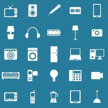 Electrical machine icons on blue background Stock Illustration