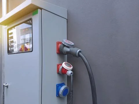 Electrical Main Distribution Board with Cable Sockets Stock Photos