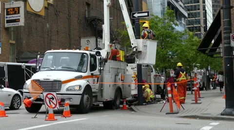 Electrical maintenance workers Vancouver Stock Footage 62820721