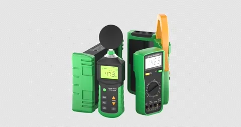Electrical measuring instruments set, rotation animation seamlessly loopabl.. Stock Footage 331164888
