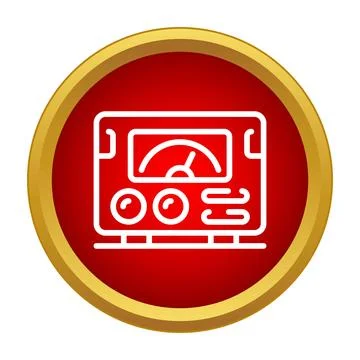 Electrical meter icon measuring power on red button Stock Illustration