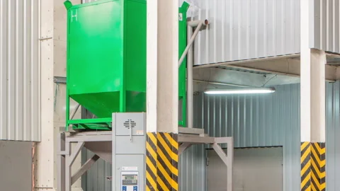 Electrical mill machinery and elevator for the production of seeds timelapse Stock Footage 188844018