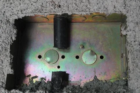 Electrical modular box fitted in wall Stock Photos