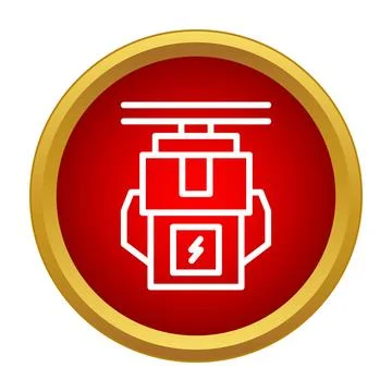 Electrical motor machine icon on a red button Stock Illustration