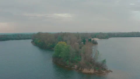 Electrical network along the river between the peninsulas. Stock Footage 153749063