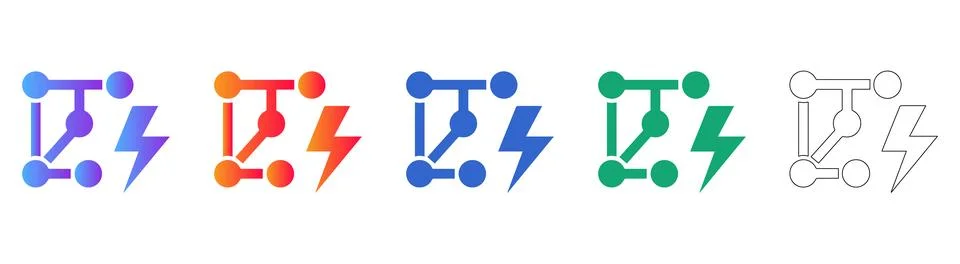 Electrical Network Node Icons Set Illustrazione stock