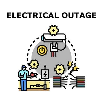 Electrical outage causing power disruption and emergency repair Stock Illustration