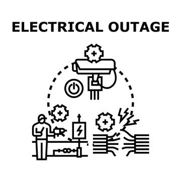 Electrical outage causing power disruption and emergency repair Illustrazione stock