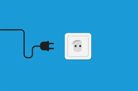 Electrical outlet and plugs in, Electrical socket with unplugged cable about t Stock Illustration