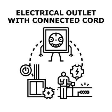 Electrical outlet connecting power to a device Stockillustratie