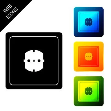 Electrical outlet icon isolated. Power socket. Rosette symbol. Set icons Stock Illustration
