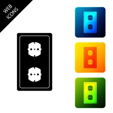 Electrical outlet icon isolated. Power socket. Rosette symbol. Set icons Stock Illustration