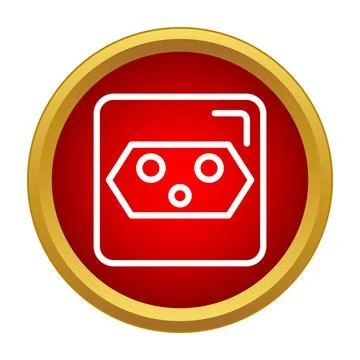 Electrical outlet icon on red round button Ilustración de archivo