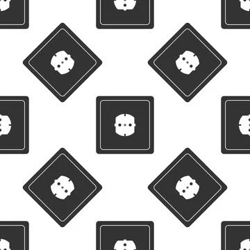 Electrical outlet icon seamless pattern on white background. Power socket Stock Illustration