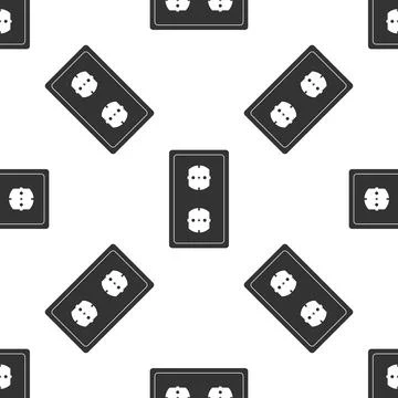 Electrical outlet icon seamless pattern on white background. Power socket. .. Stock Illustration