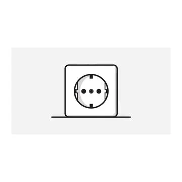 Electrical outlet icon vector line art. schuko power socket outline 库存插图