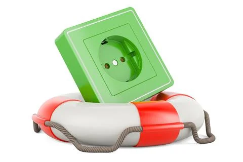 Electrical outlet, socket with lifebelt. 3D rendering Stock Illustration