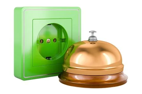 Electrical outlet, socket with reception bell. 3D rendering Illustrazione stock