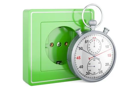 Electrical outlet, socket with stopwatch, 3D rendering Stock Illustration