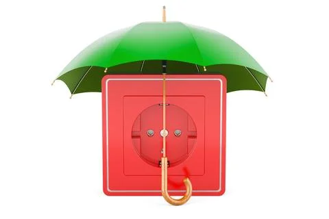 Electrical outlet, socket under umbrella. 3D rendering Stock Illustration