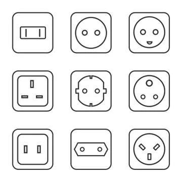 Electrical outlet type. Socket icon. Vector illustration, flat design. Stock Illustration