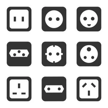 Electrical outlet type. Socket icon. Vector illustration, flat design. Stock Illustration