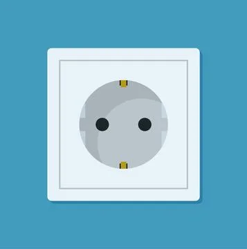 Electrical outlet. Wall socket with cable. Vector illustration in flat style Illustrazione stock