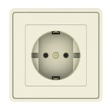 Electrical outlet, white socket. Front view, 3D rendering Stock Illustration