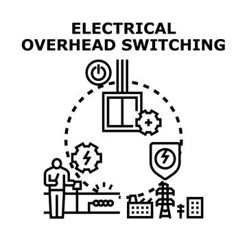 Electrical overhead switching system generating power Stock Illustration