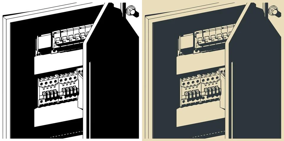 Electrical panel board close up Illustrazione stock