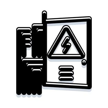 Electrical panel box with warning symbol イラスト素材