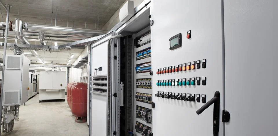 Electrical panel cabinet for HVAC system control, managing heating, ventila.. Stock Photos