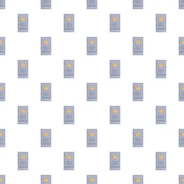 Electrical panel cabinets with high voltage warning seamless pattern Stock Illustration