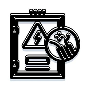 Electrical panel with caution sign and warning icon イラスト素材