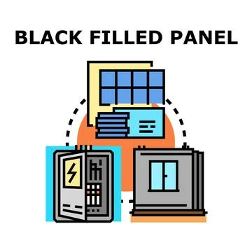 Electrical panel connecting solar energy and bills icon Stock Illustration