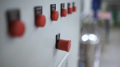 Electrical panel with control panel and alarm indicators Stock Footage 93208275