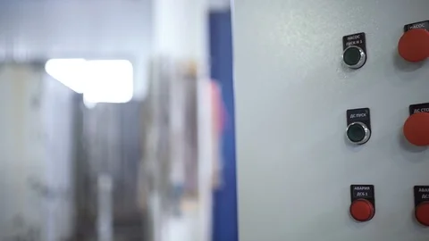 Electrical panel with control panel and alarm indicators Stock Footage 93208478