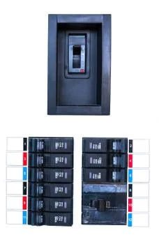 Electrical panel Controls and switches Stock Photos