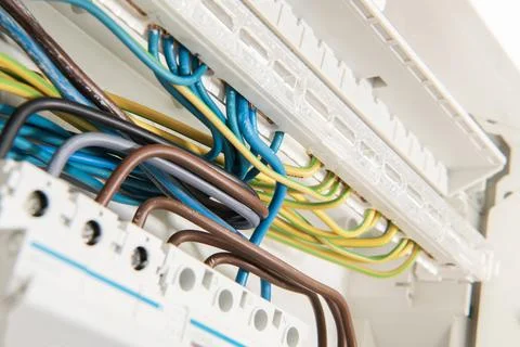 Electrical Panel Electric Cables Stock Photos
