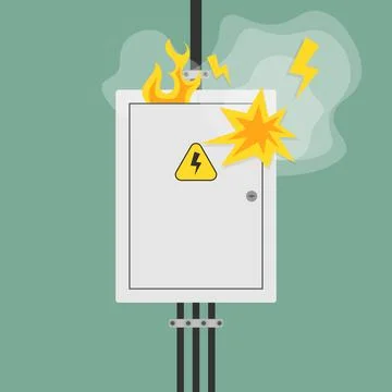 Electrical panel fire and explosion Stock Illustration