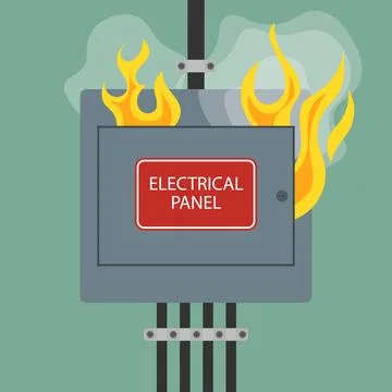 Electrical panel fire hazard Stock Illustration