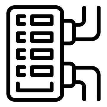 Electrical panel icon showing power supply and circuit breakers Illustrazione stock