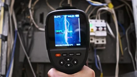 Electrical Panel Inspection with Thermal Imager Stock Footage 274528213