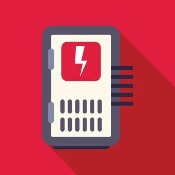 Electrical panel providing power supply with warning sign displaying lightning Stock Illustration