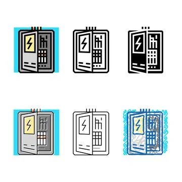 Electrical panel residential color icon vector stylized Stock Illustration