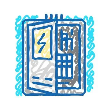 Electrical panel residential icon doodle illustration Ilustración de archivo